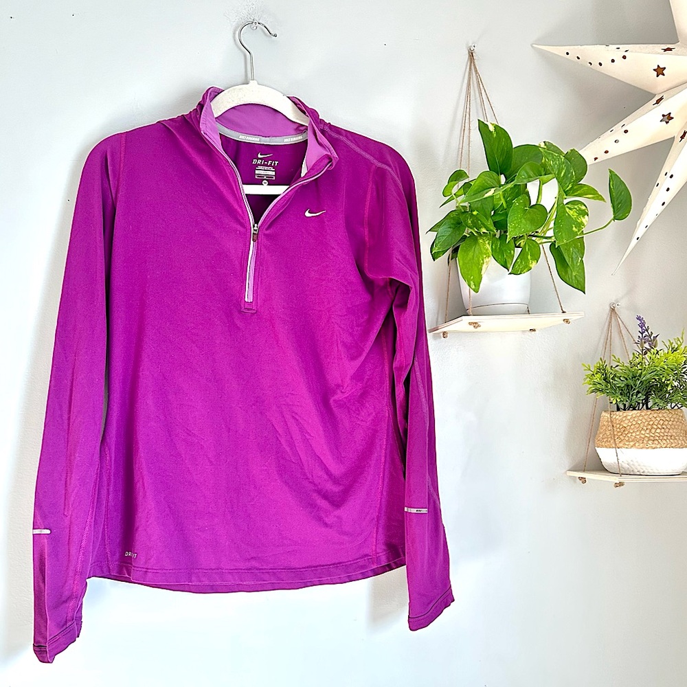 🩷NIKE DRI-FIT LONG SLEEVE WUARTER ZIP UP SWEATSHIRT TOP RUNNING SIZE MEDIUM